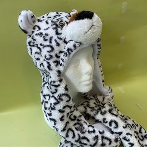 White/black Snow Leopard faux fur hat